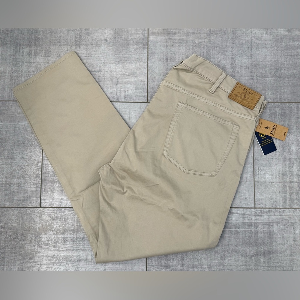 NWT Polo Ralph Lauren Big & Tall Khaki Varick Slim Straight Stretch Pants 44Bx32